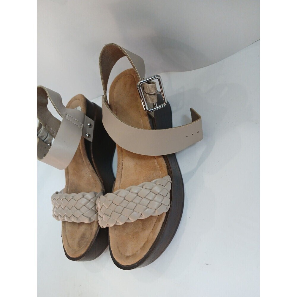 Women’s Braided Strap Sandals Beige Size 7 Casual Comfort Ankle Strap - Picture 2 of 5